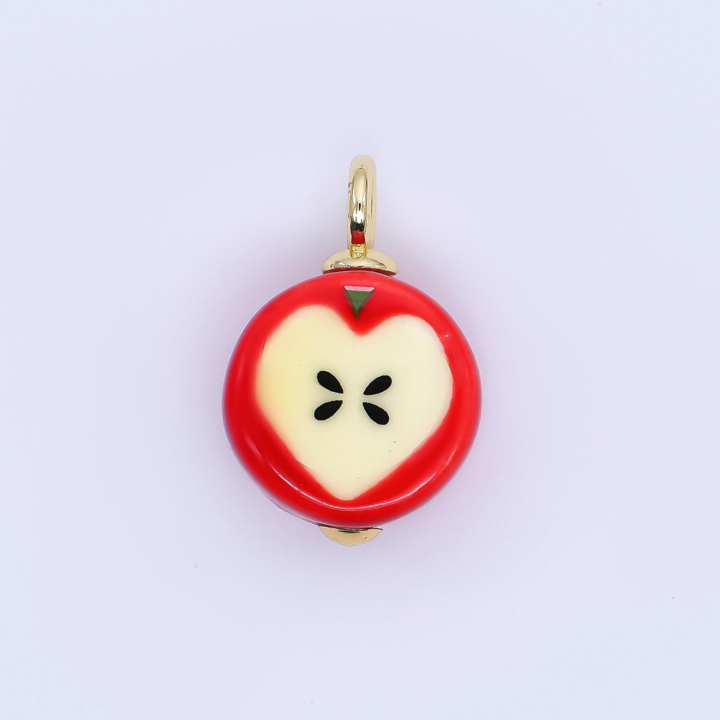 Dainty Glass Apple Fruit Charm Fuji Apple Slice Pendants for Teacher Appreciation Gift Inspired E-793