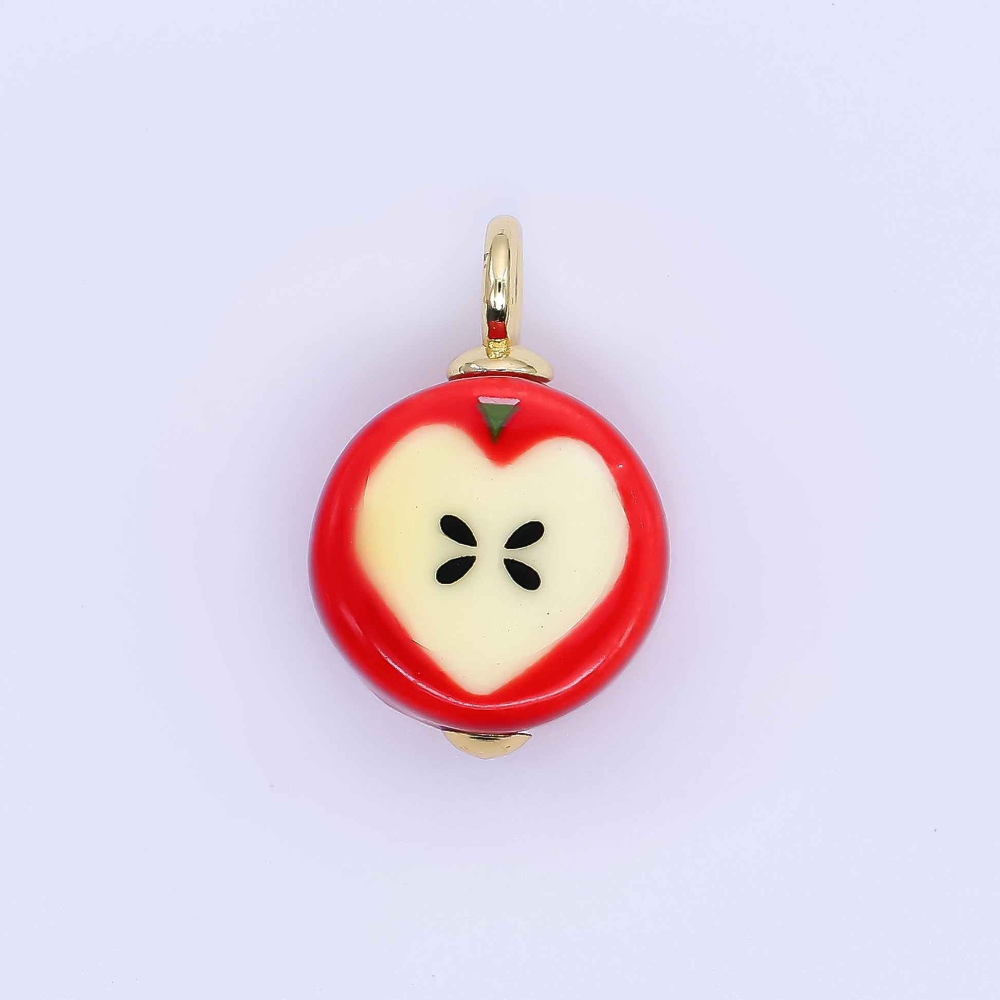Dainty Glass Apple Fruit Charm Fuji Apple Slice Pendants for Teacher Appreciation Gift Inspired E-793