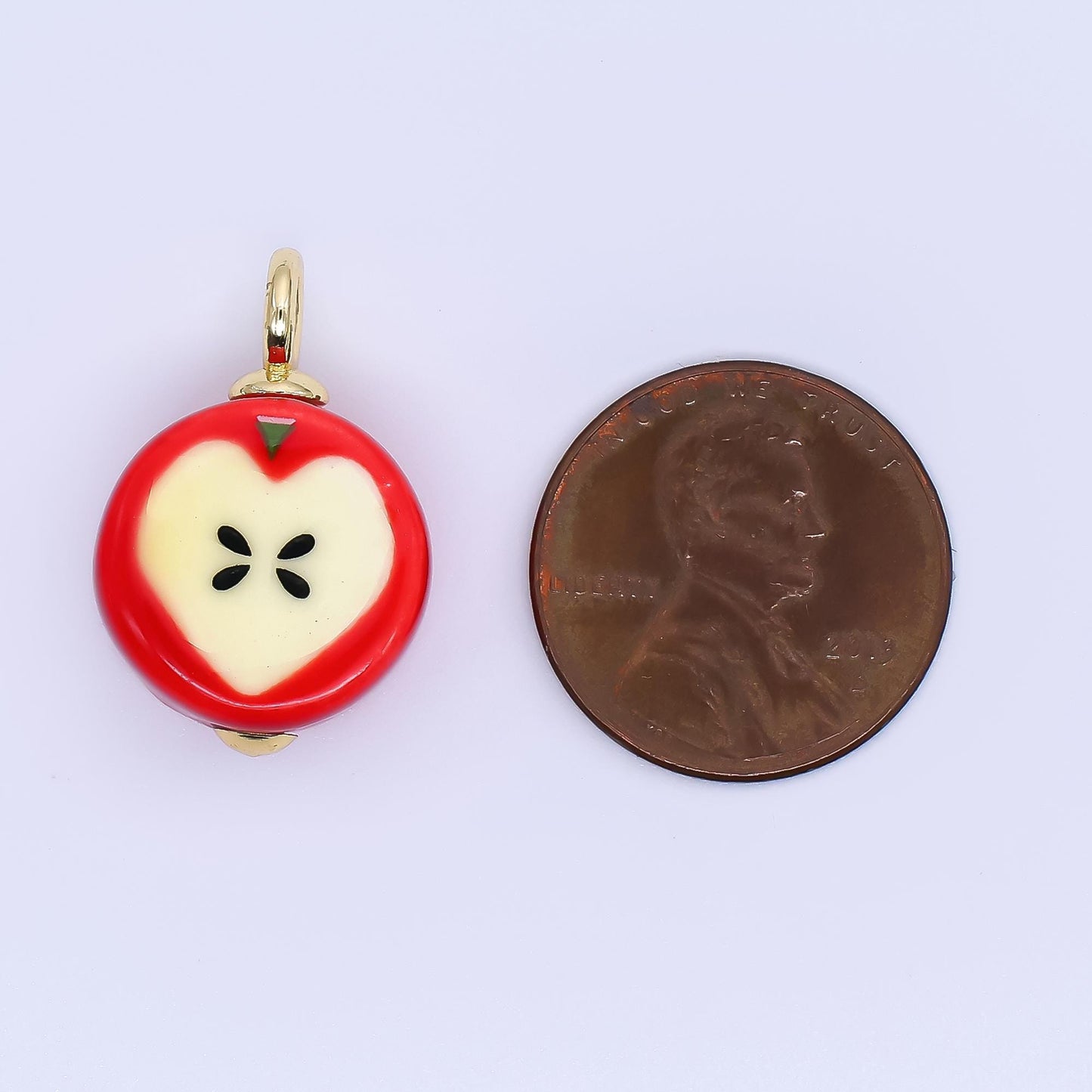 Dainty Glass Apple Fruit Charm Fuji Apple Slice Pendants for Teacher Appreciation Gift Inspired E-793