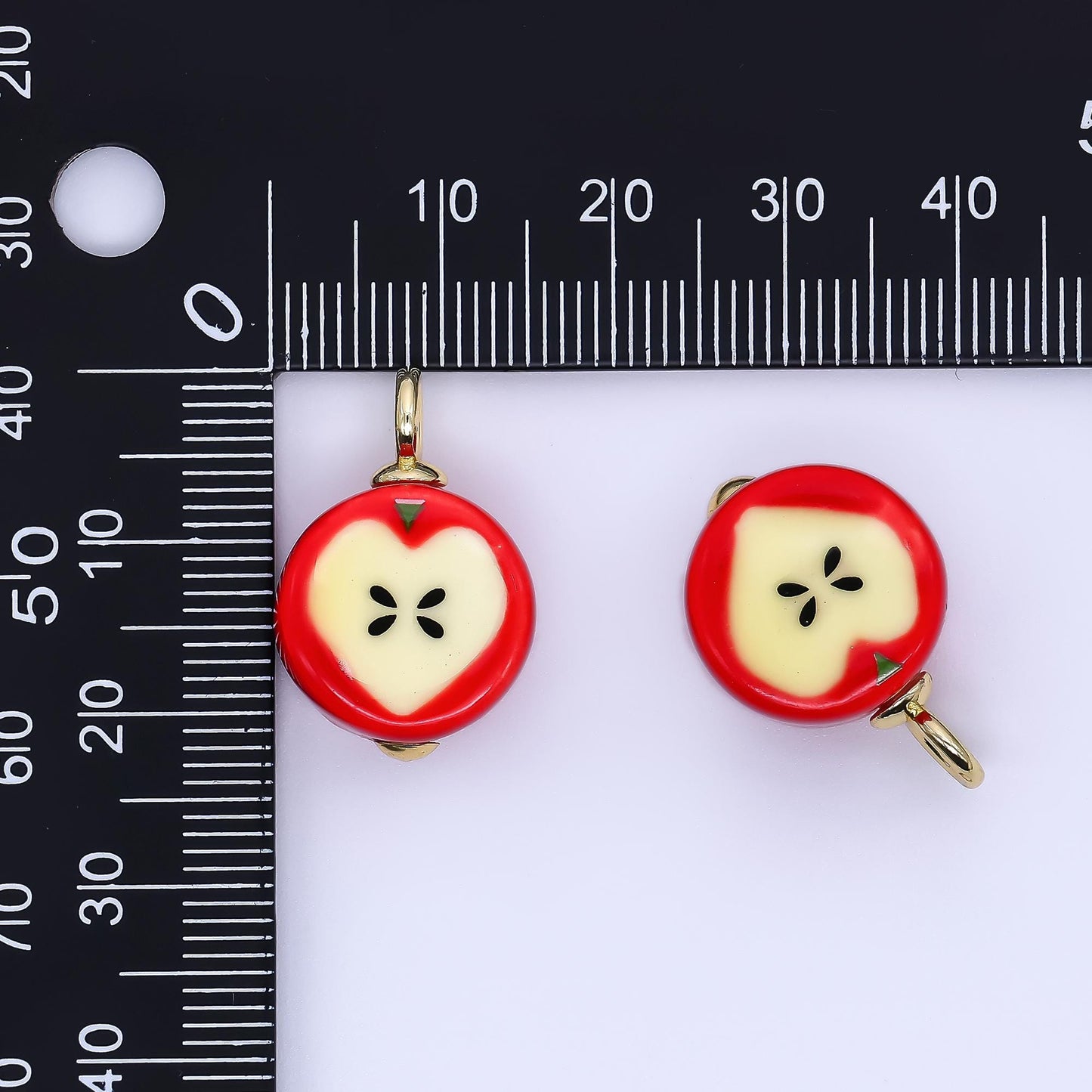 Dainty Glass Apple Fruit Charm Fuji Apple Slice Pendants for Teacher Appreciation Gift Inspired E-793