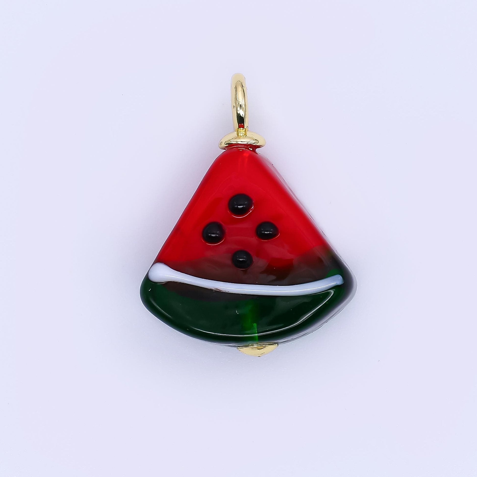 Dainty Glass Watermelon Charm Fruit Slice Pendants for Jewelry Making Supply E-911