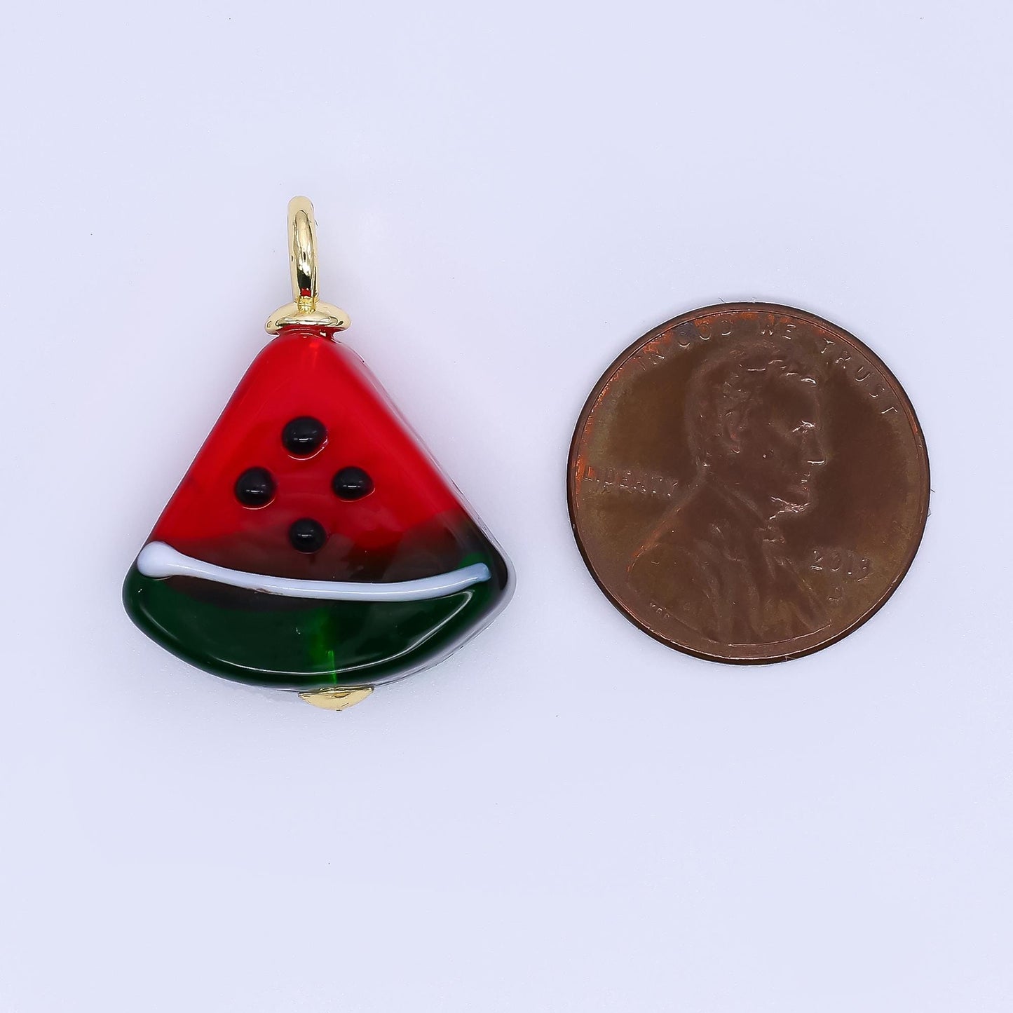 Dainty Glass Watermelon Charm Fruit Slice Pendants for Jewelry Making Supply E-911