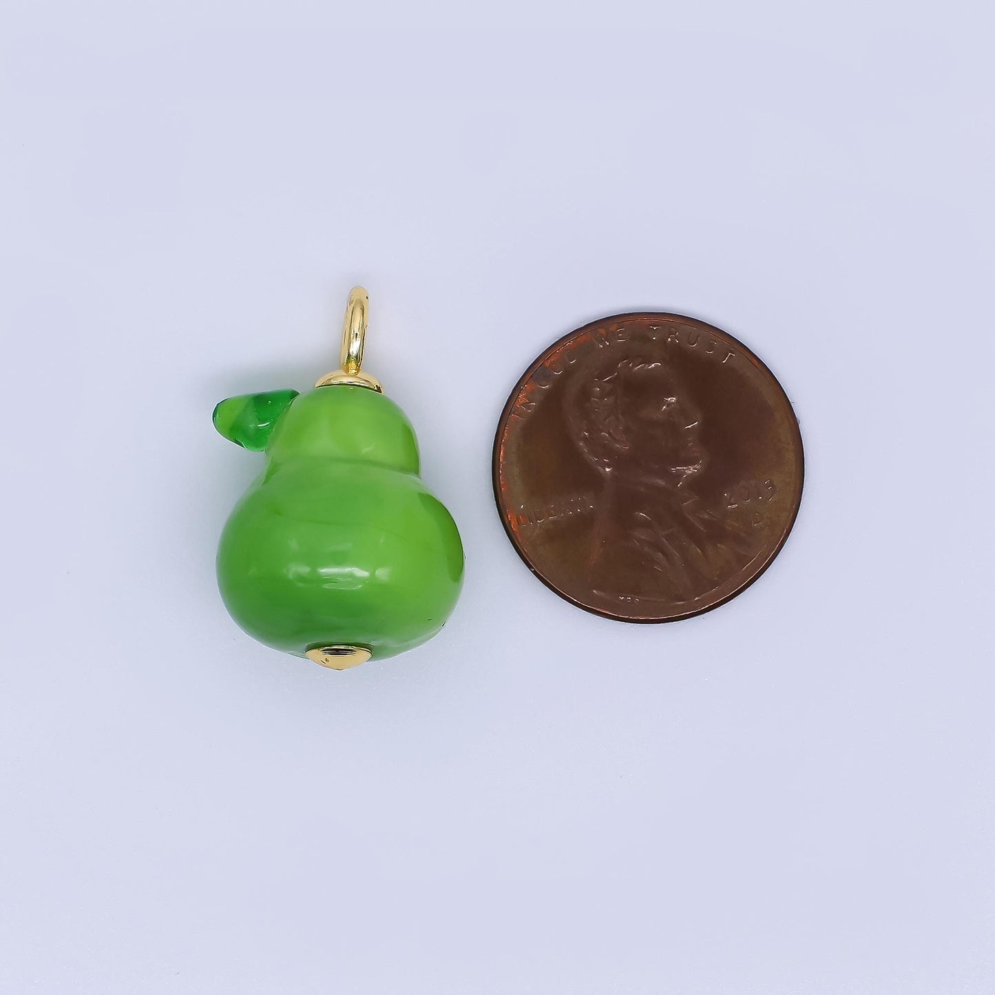 Dainty Glass Pear Fruit Charm Green Pear Pendants 3D e-899