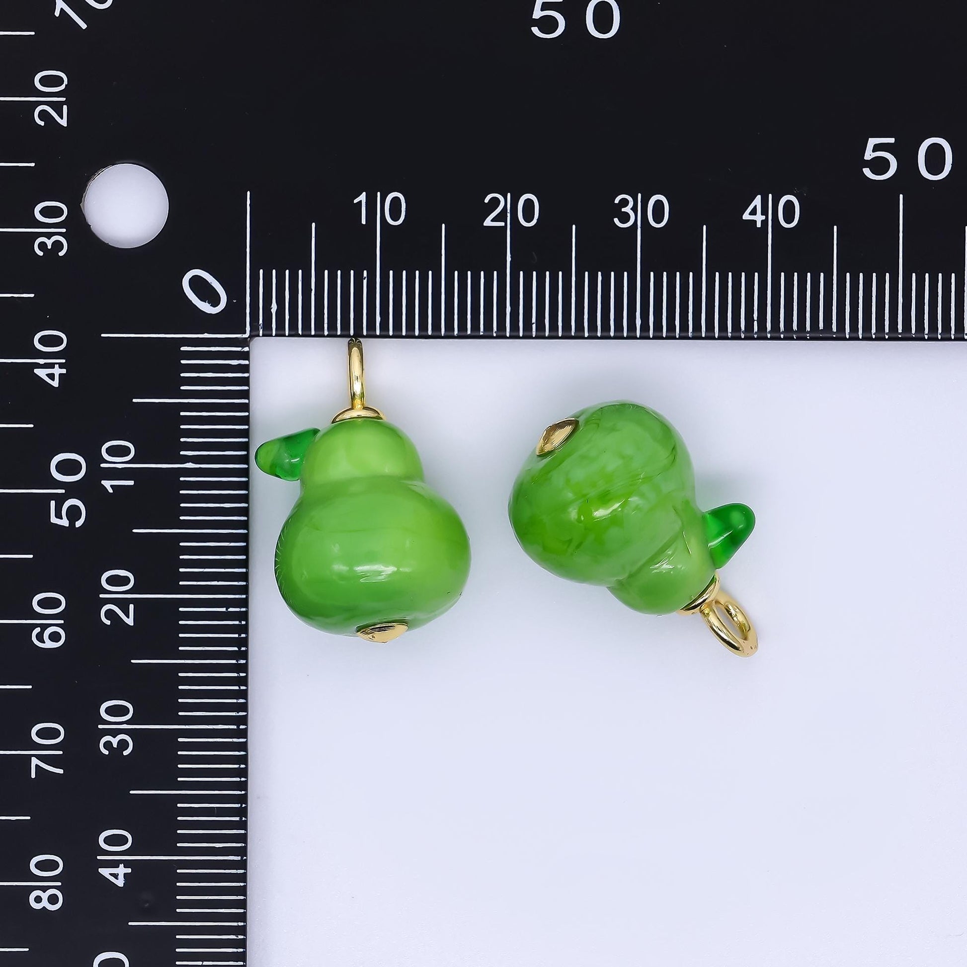 Dainty Glass Pear Fruit Charm Green Pear Pendants 3D e-899