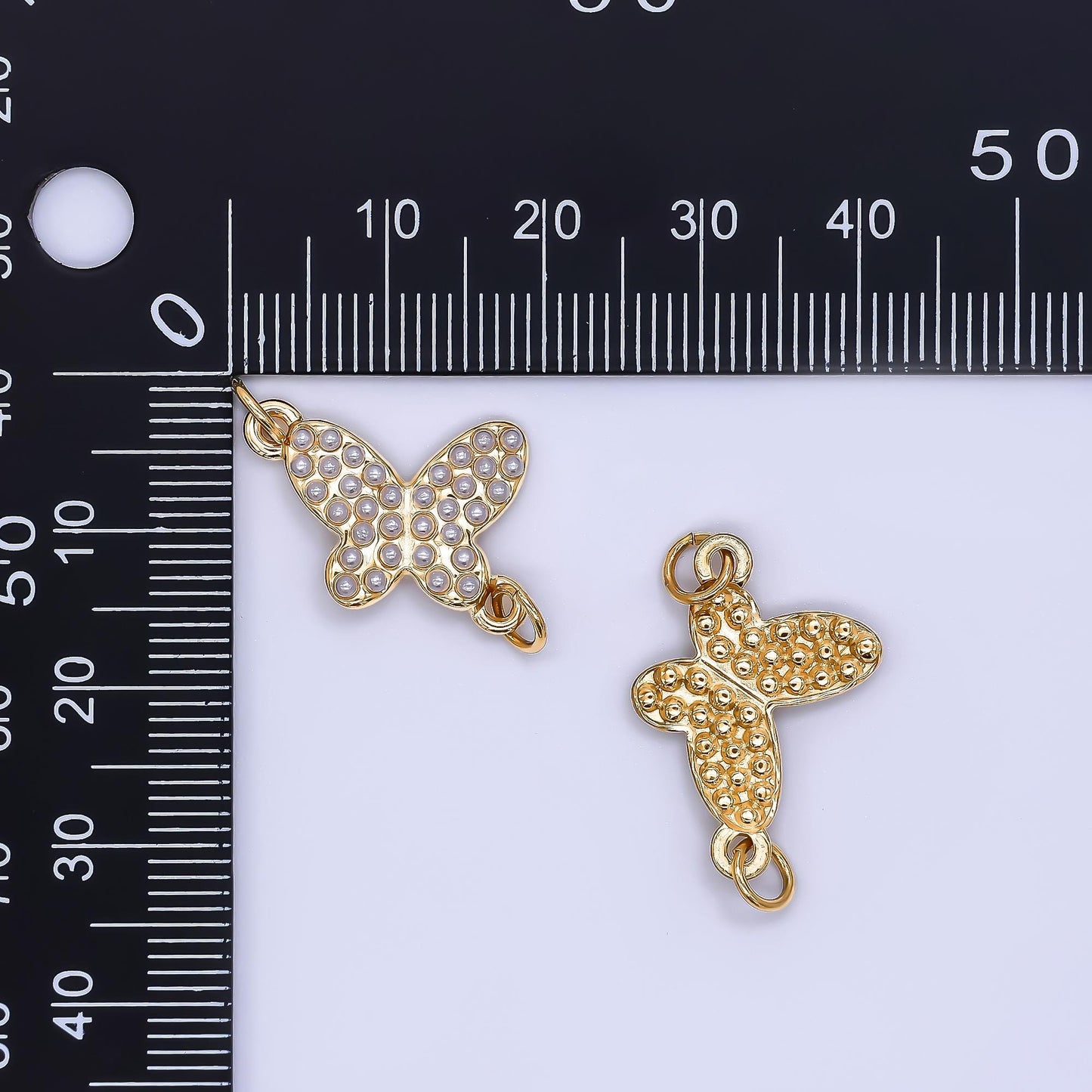 PVD Gold stainless steel Butterfly charm connector for necklace bracelet link connector supplies Pearl animal Charm Y-059