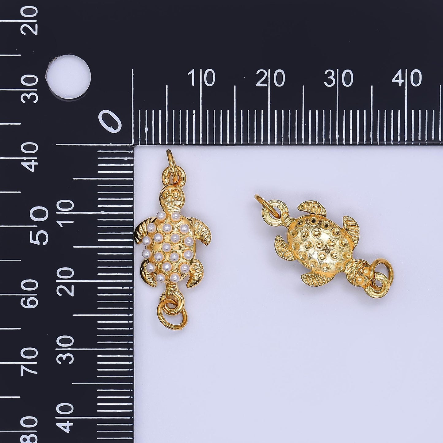 PVD Gold stainless steel Turtle charm connector for necklace bracelet link connector supplies Pearl animal Charm Y-060