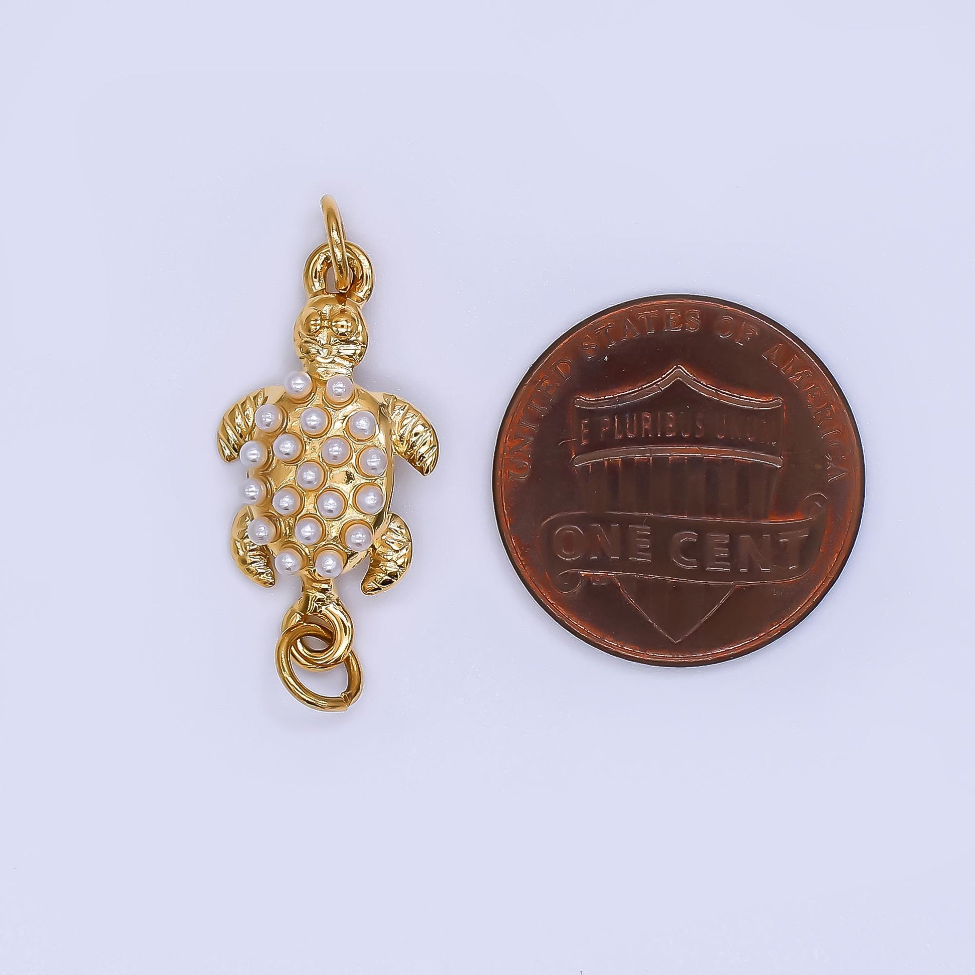 PVD Gold stainless steel Turtle charm connector for necklace bracelet link connector supplies Pearl animal Charm Y-060