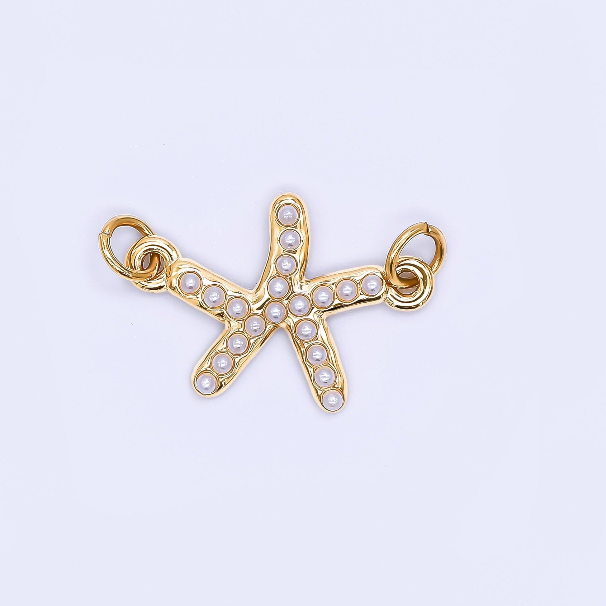 PVD Gold stainless steel Star Fish charm connector for necklace bracelet link connector supplies Pearl animal Charm Y-058