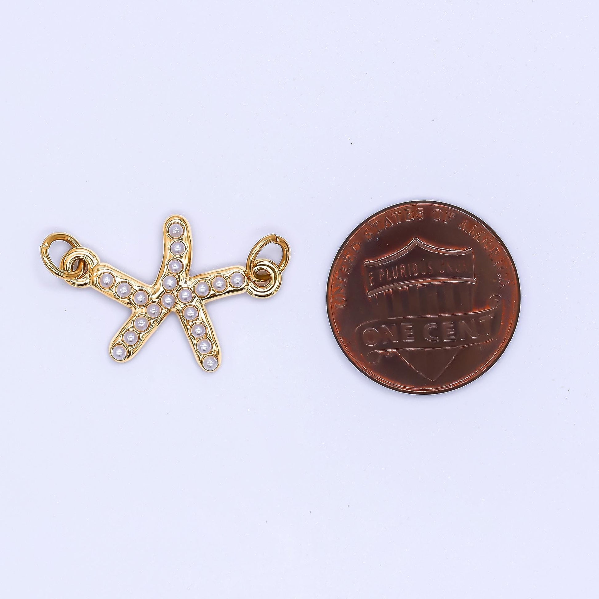 PVD Gold stainless steel Star Fish charm connector for necklace bracelet link connector supplies Pearl animal Charm Y-058