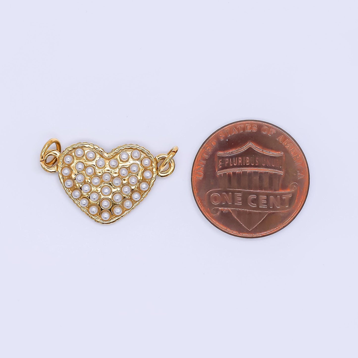 PVD Gold stainless steel Heart charm connector for necklace bracelet link connector supplies Pearl Love Charm Y-056