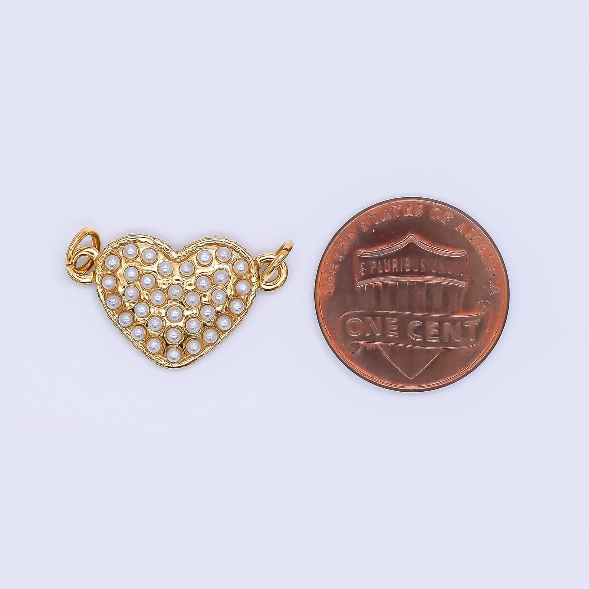 PVD Gold stainless steel Heart charm connector for necklace bracelet link connector supplies Pearl Love Charm Y-056