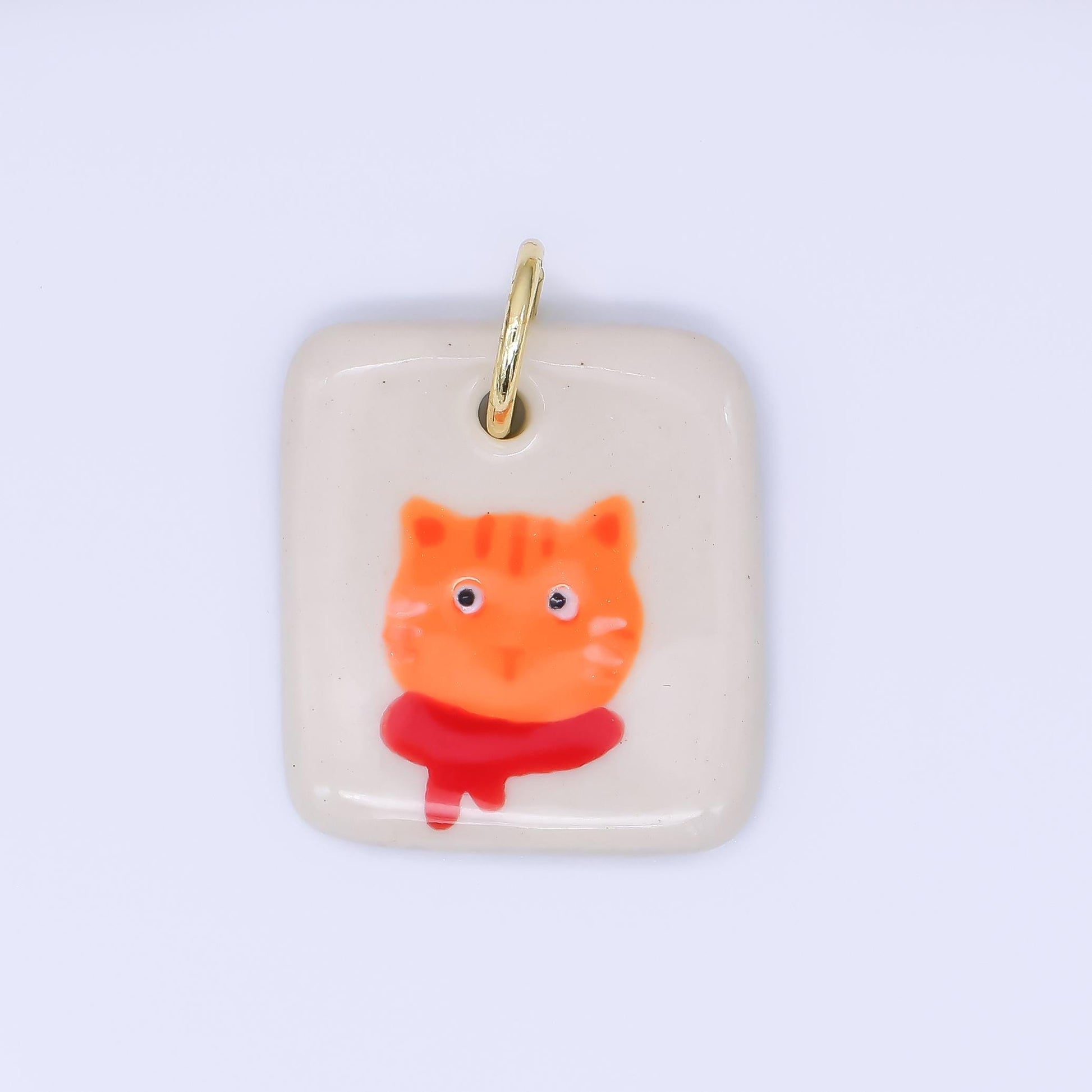 Dainty Tile ceramic charm handmade Dog Bear Bow Flower painting porcelain vintage charm for necklace bracelet jewelry making supply N-386