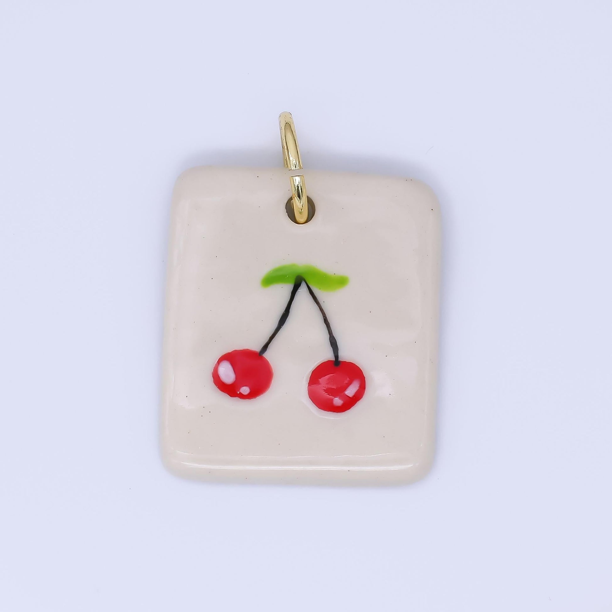 Dainty Tile ceramic charm handmade Dog Bear Bow Flower painting porcelain vintage charm for necklace bracelet jewelry making supply N-386
