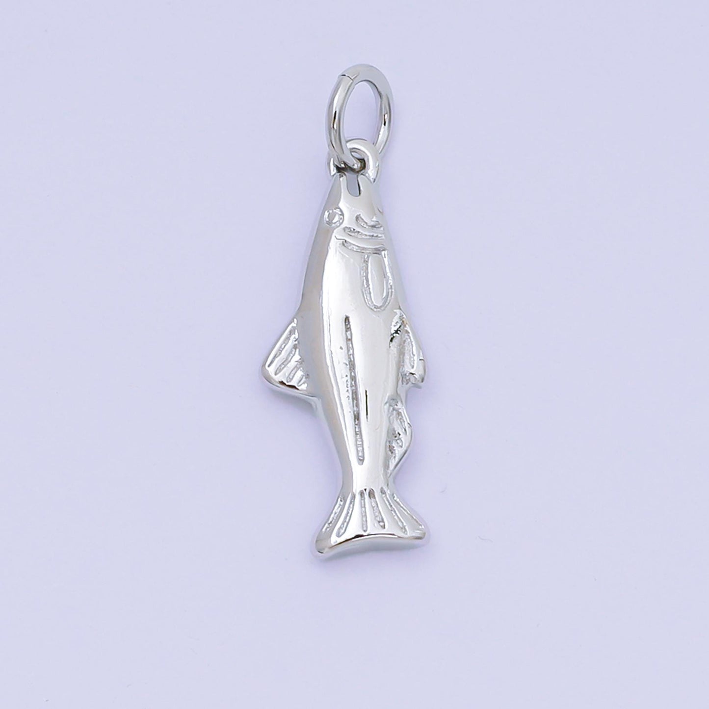 Dainty 24k Gold Filled 18.8 mm fish Charm minimalist Ocean Animal charm in gold silver sardine fish pendant | AH-604