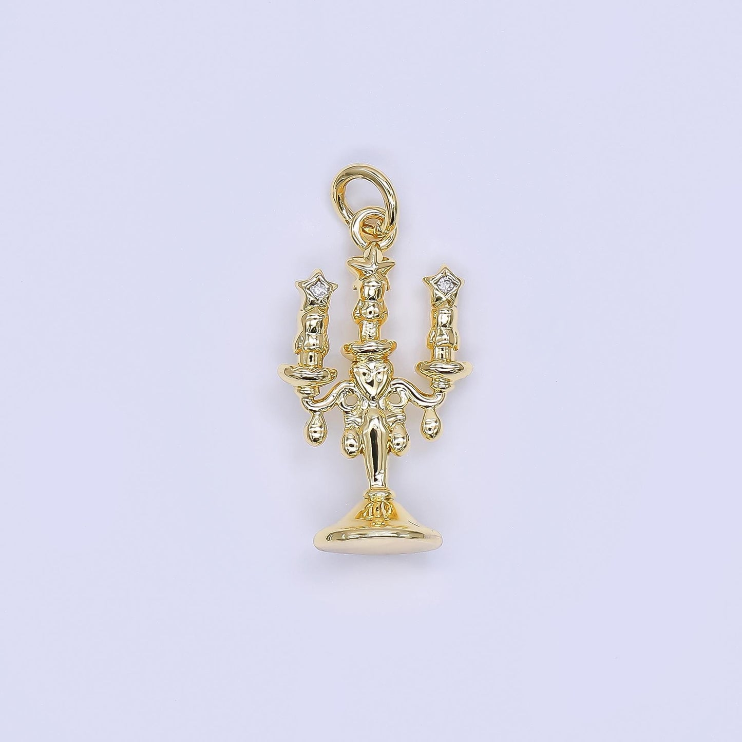 Mini Gold Filled Candelabra Charm Candlesticks Charm for Necklace or Bracelet Charm AJ-511