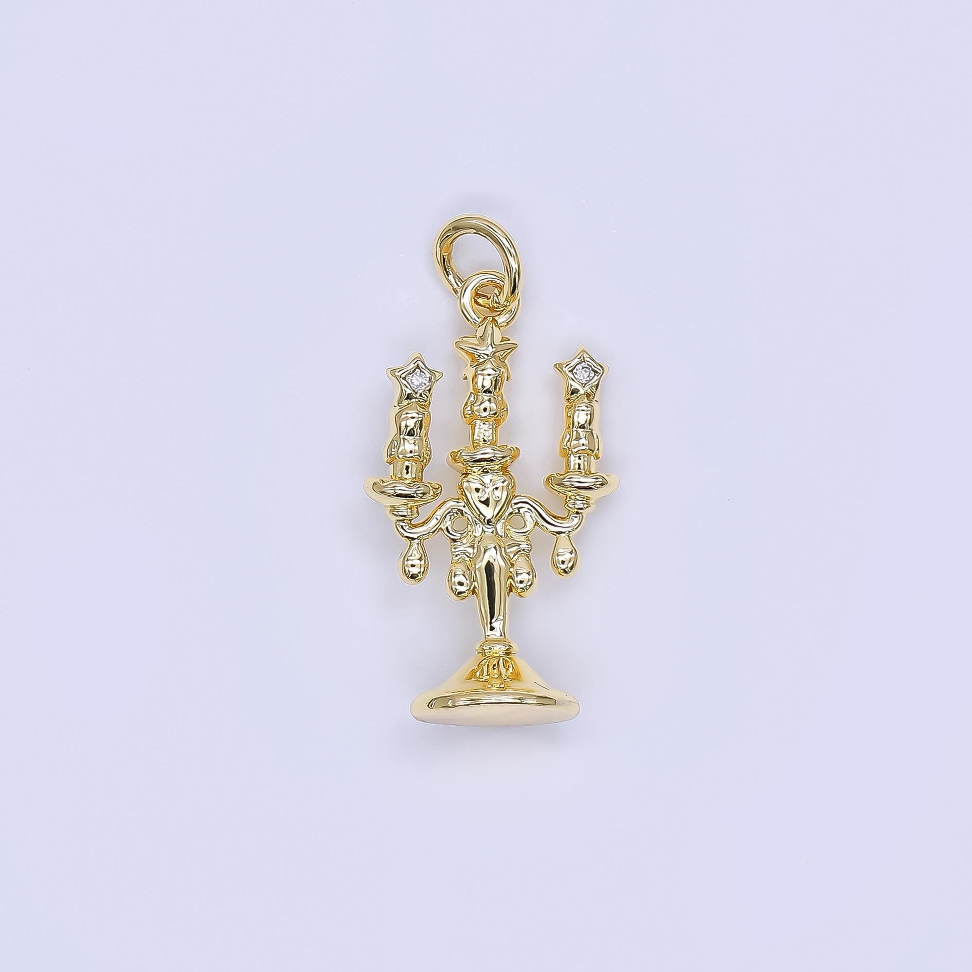 Mini Gold Filled Candelabra Charm Candlesticks Charm for Necklace or Bracelet Charm AJ-511