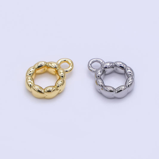 Beaded Gold Silver Bail Charm Holder Spacer with Loop 8mm Round Bead Spacer with Open Link for Cord Slider Bails Spacer Ring Z-1295