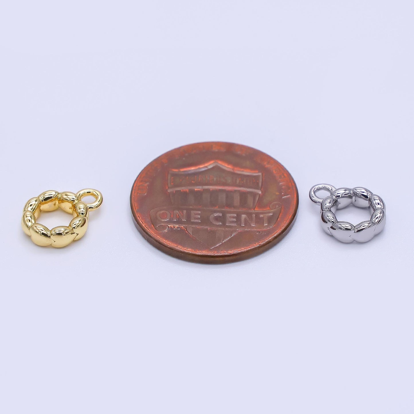 Beaded Gold Silver Bail Charm Holder Spacer with Loop 8mm Round Bead Spacer with Open Link for Cord Slider Bails Spacer Ring Z-1295