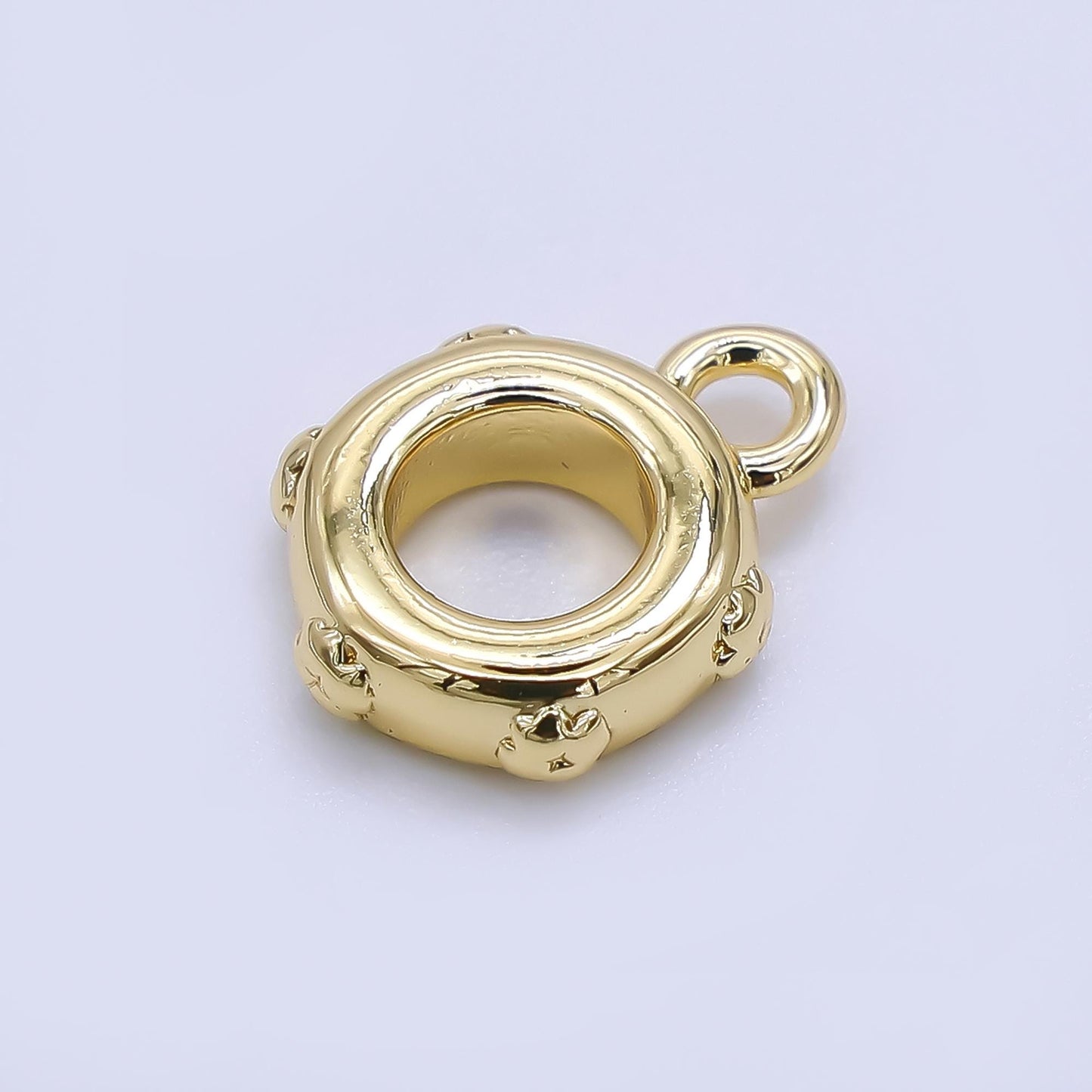 Flower Texture Gold Silver Bail Charm Holder Spacer with Loop 8mm Round Bead Spacer with Open Link for Cord Slider Bails Spacer Ring Z-1300