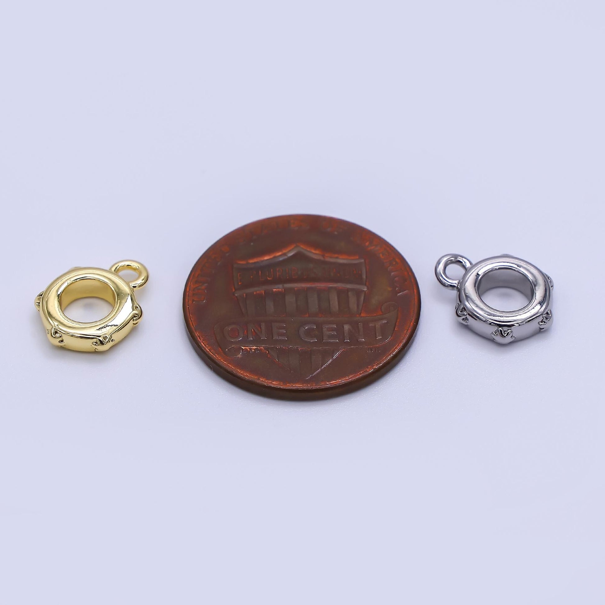 Dainty Gold Silver Bail Charm Holder Spacer with Loop 8mm Round Bead Spacer with Closed Link for Cord Slider Bails Spacer Ring Z-1298
