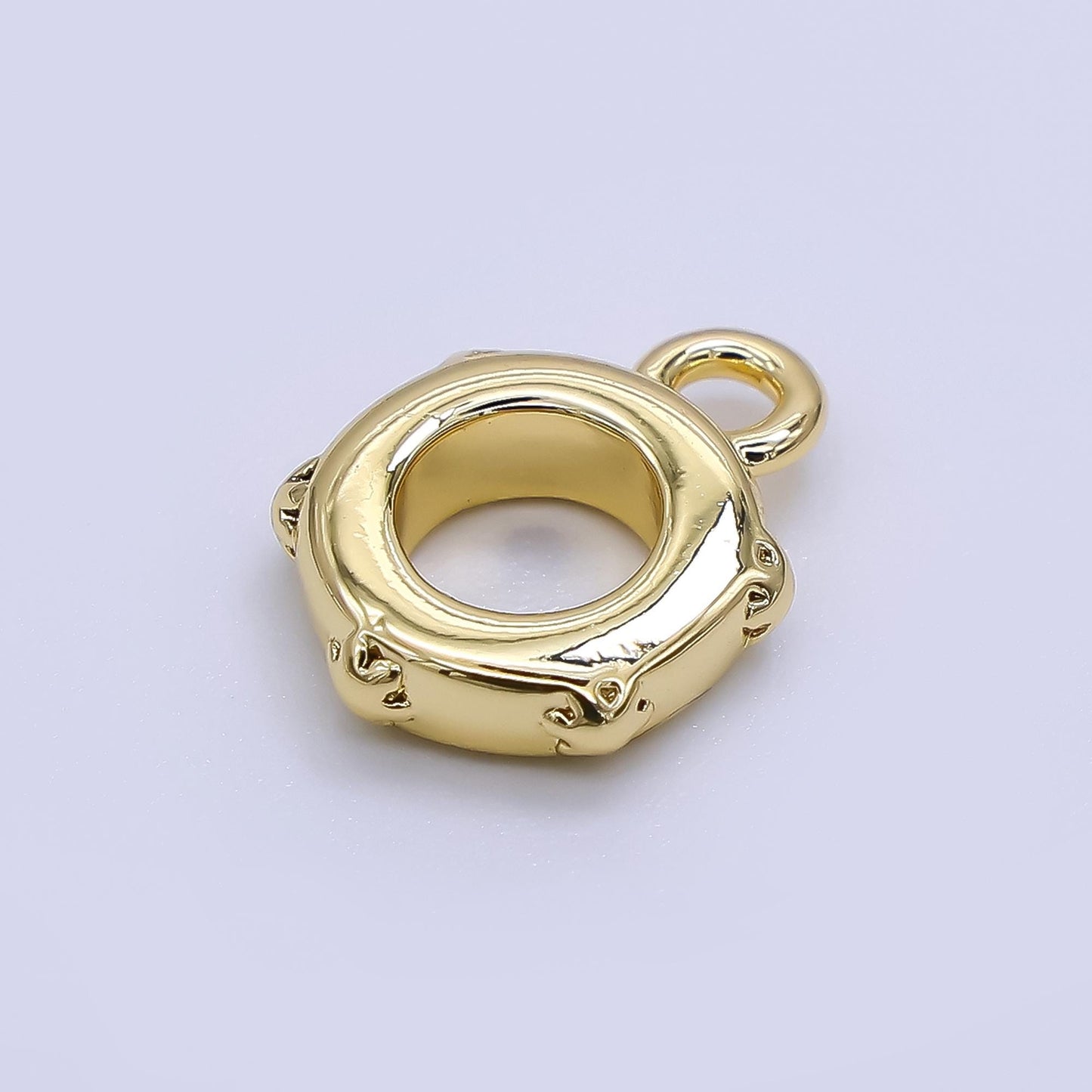 Dainty Gold Silver Bail Charm Holder Spacer with Loop 8mm Round Bead Spacer with Closed Link for Cord Slider Bails Spacer Ring Z-1298