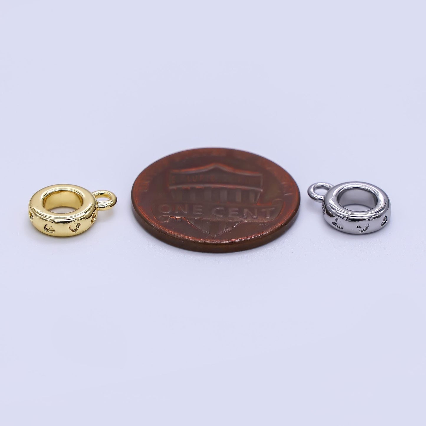 Dainty Heart Gold Silver Bail Charm Holder Spacer with Loop 8mm Round Bead Spacer with Open Link for Cord Slider Bails Spacer Ring Z-1296