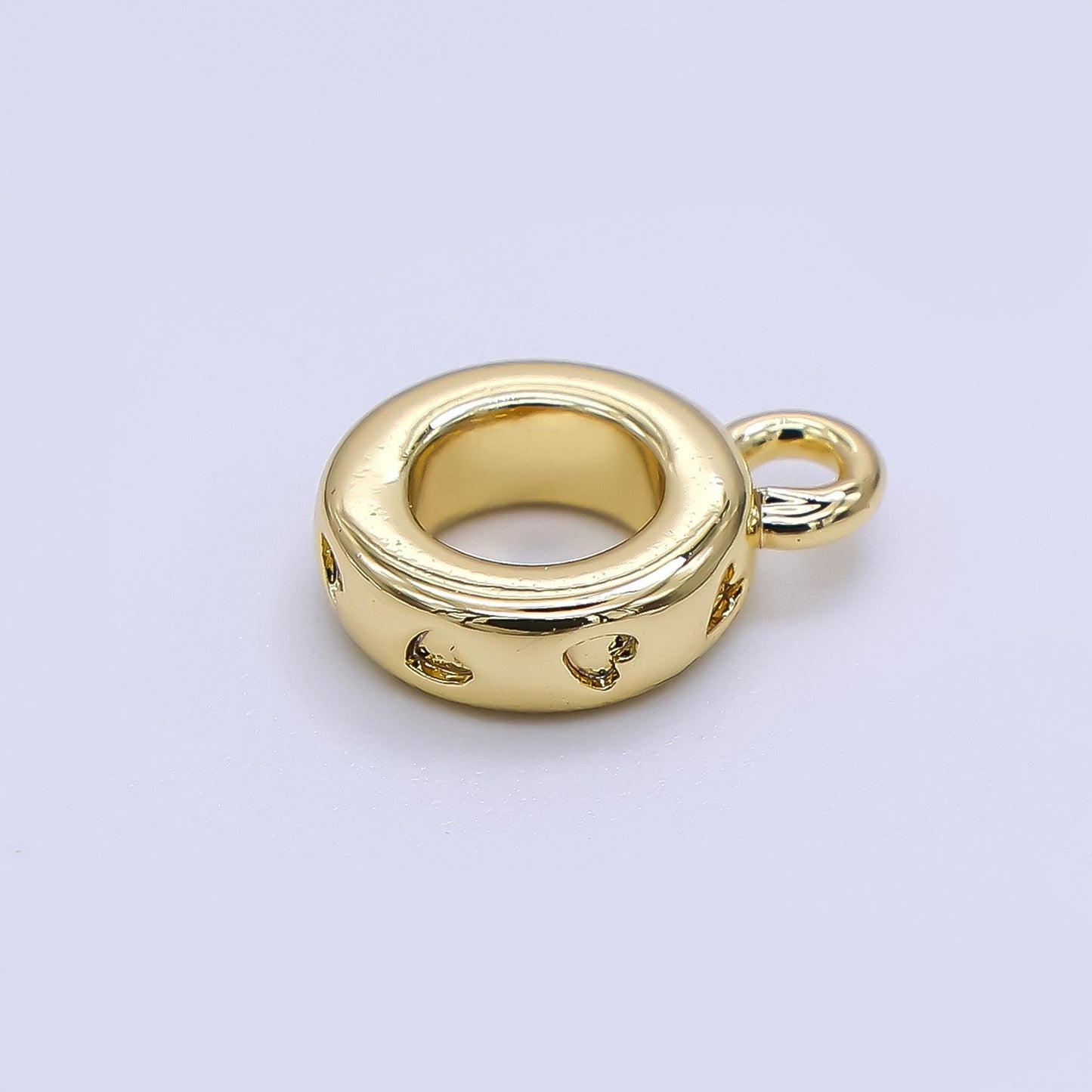 Dainty Heart Gold Silver Bail Charm Holder Spacer with Loop 8mm Round Bead Spacer with Open Link for Cord Slider Bails Spacer Ring Z-1296