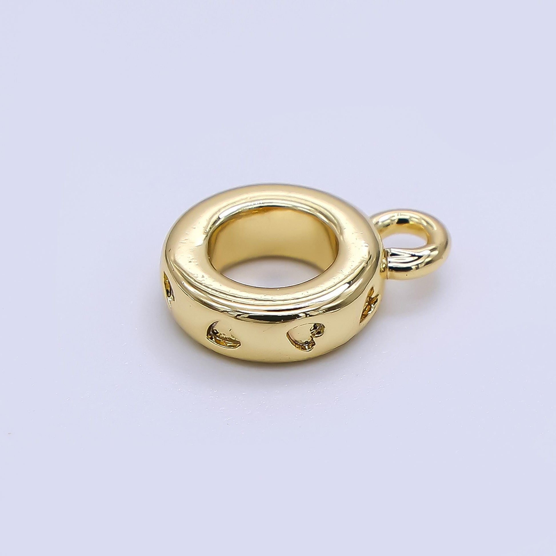 Dainty Heart Gold Silver Bail Charm Holder Spacer with Loop 8mm Round Bead Spacer with Open Link for Cord Slider Bails Spacer Ring Z-1296