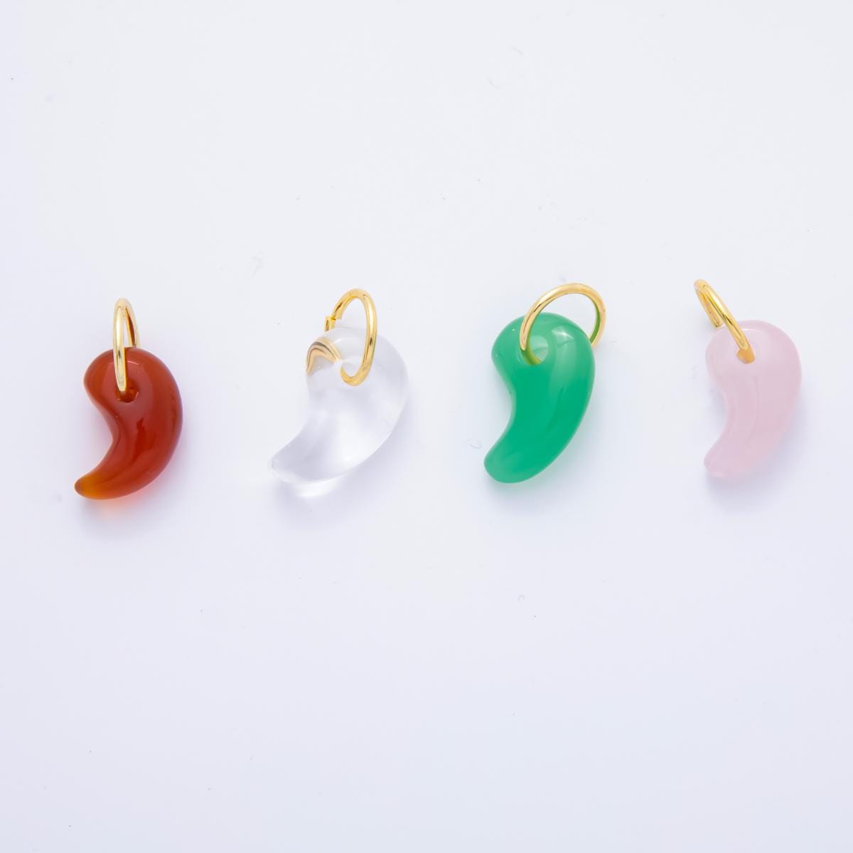 Dainty Teardrop Gemstone Pendant Natural Stone Coma Charm for Jewelry Making Supply 18k Gold Filled Charm Cord Scarf Necklace AH-842