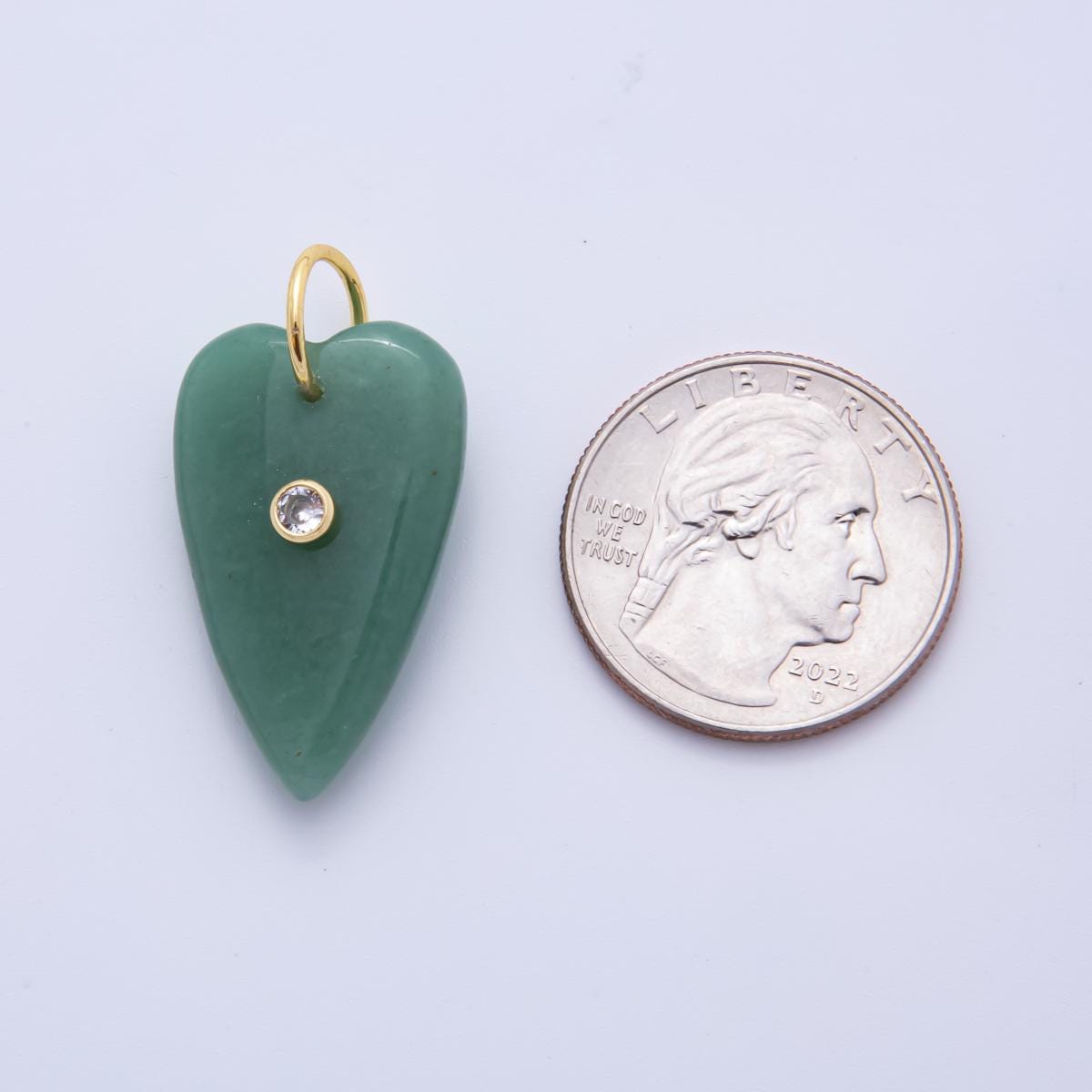 18K Gold Filled 18mm Gemstone Heart Charm With Clear CZ | ah-890