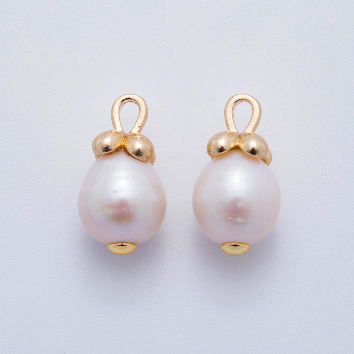 14K Gold Filled 12mm White Potato Freshwater Pearl Oval Bail Drop Pendant | AF-626