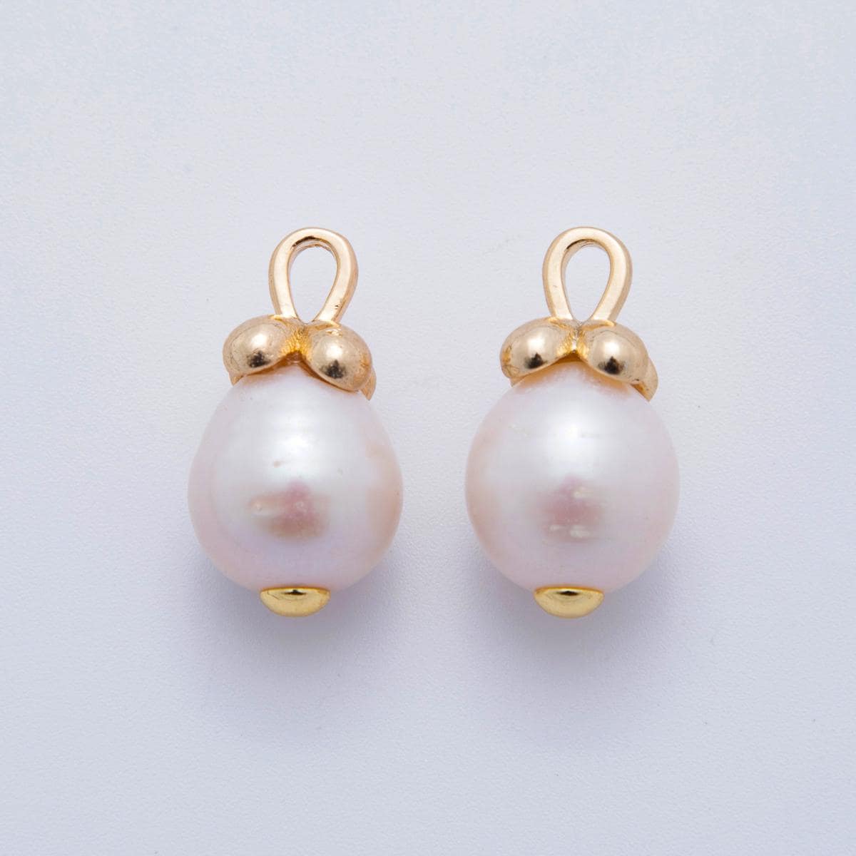 14K Gold Filled 12mm White Potato Freshwater Pearl Oval Bail Drop Pendant | AF-626