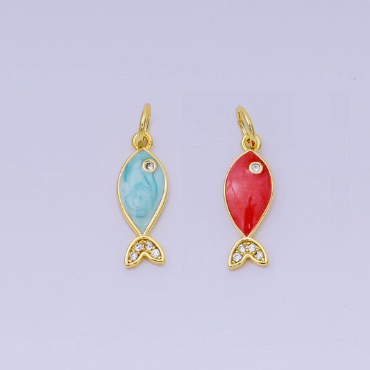 Mini Baby Gold fish Charms 18K Gold Filled Enamel Sardines Pendant Charm Bracelet Necklace for DIY Jewelry Making Supply aj-550