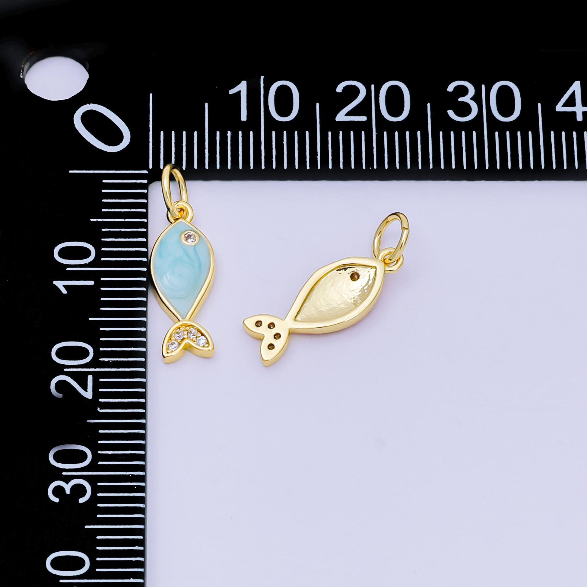 Mini Baby Gold fish Charms 18K Gold Filled Enamel Sardines Pendant Charm Bracelet Necklace for DIY Jewelry Making Supply aj-550