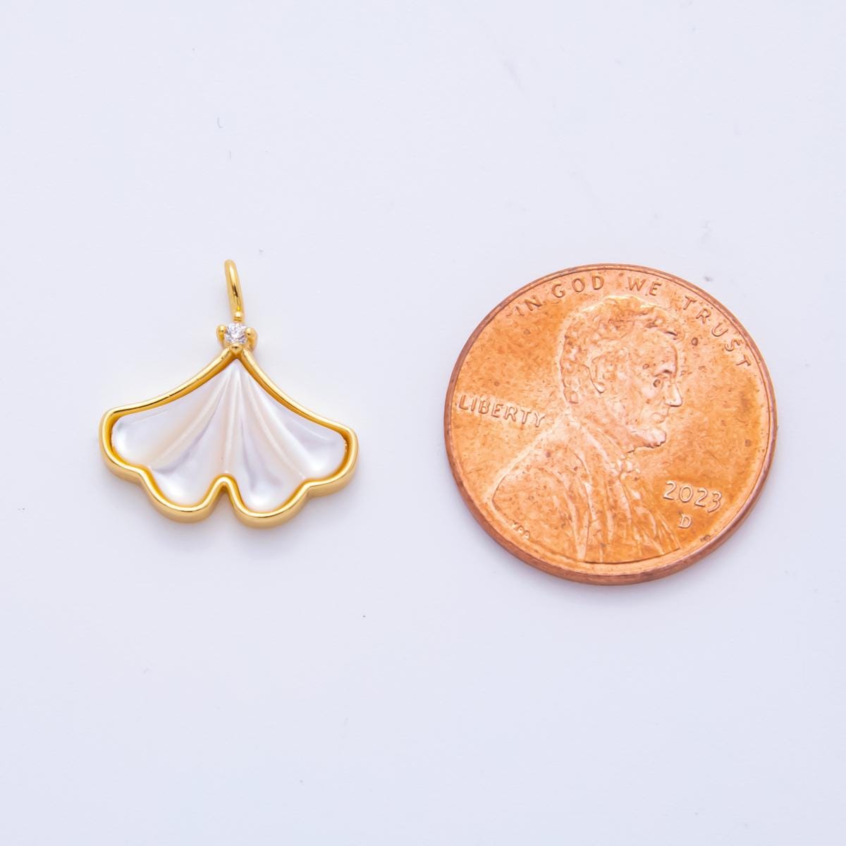 18k gold filled 15mm Pearl gingko leaves charm pendant nature inspired for Bracelet Necklace Earring Supply | AH-920