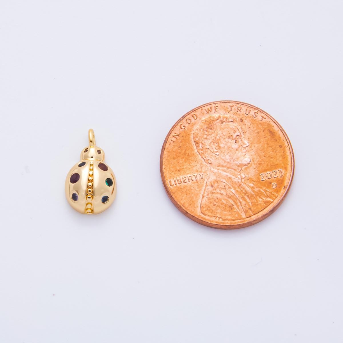 18K Gold Filled 12mm Lady Bug Charm Tiny Insect Animal Jewelry Charm for Bracelet | AH-919