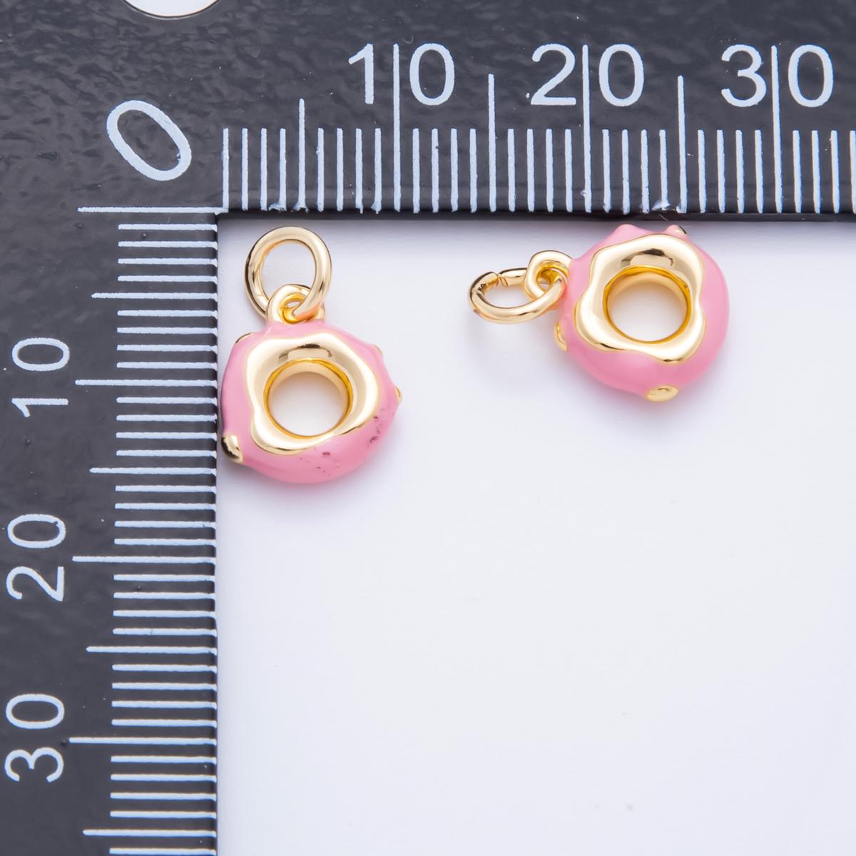 Mini Strawberry Donut Pink Enamel 24K Gold Filled Junk Food Charm | AH-917
