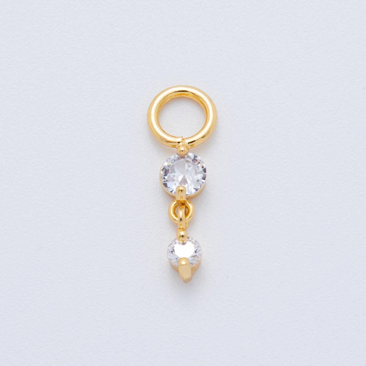 18K Gold Filled Drop CZ Charm Pendant Geometric Charm for Earring Supply AH-911