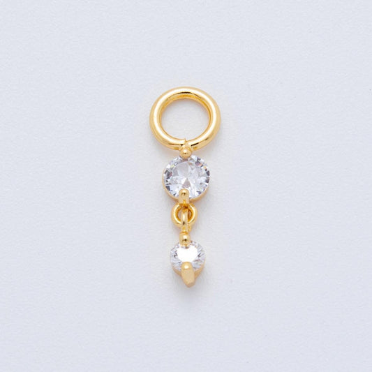 18K Gold Filled Drop CZ Charm Pendant Geometric Charm for Earring Supply AH-911