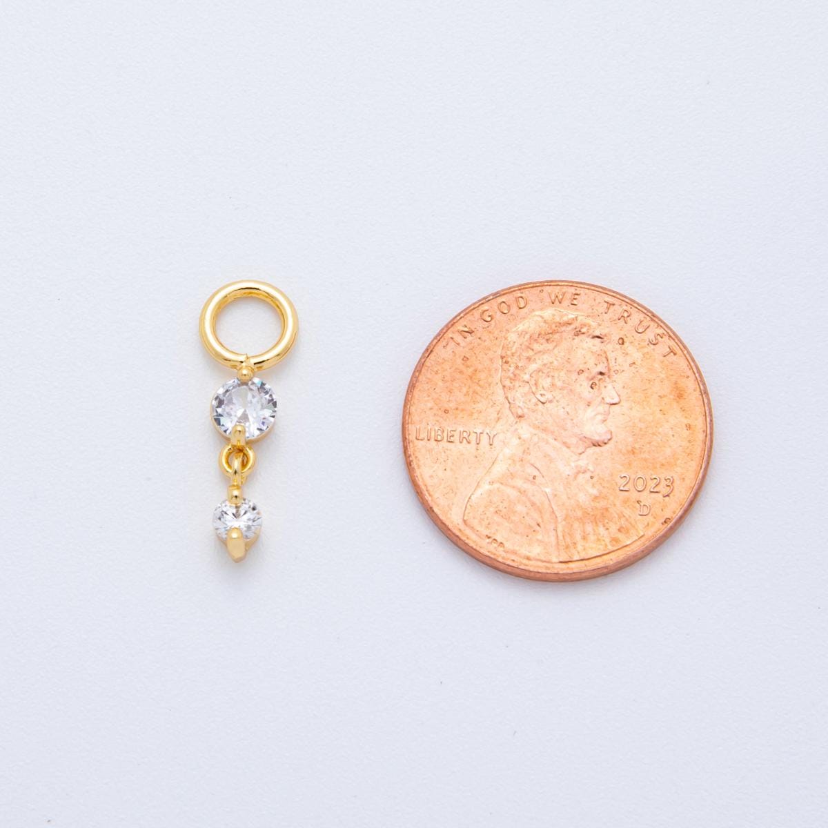 18K Gold Filled Drop CZ Charm Pendant Geometric Charm for Earring Supply AH-911