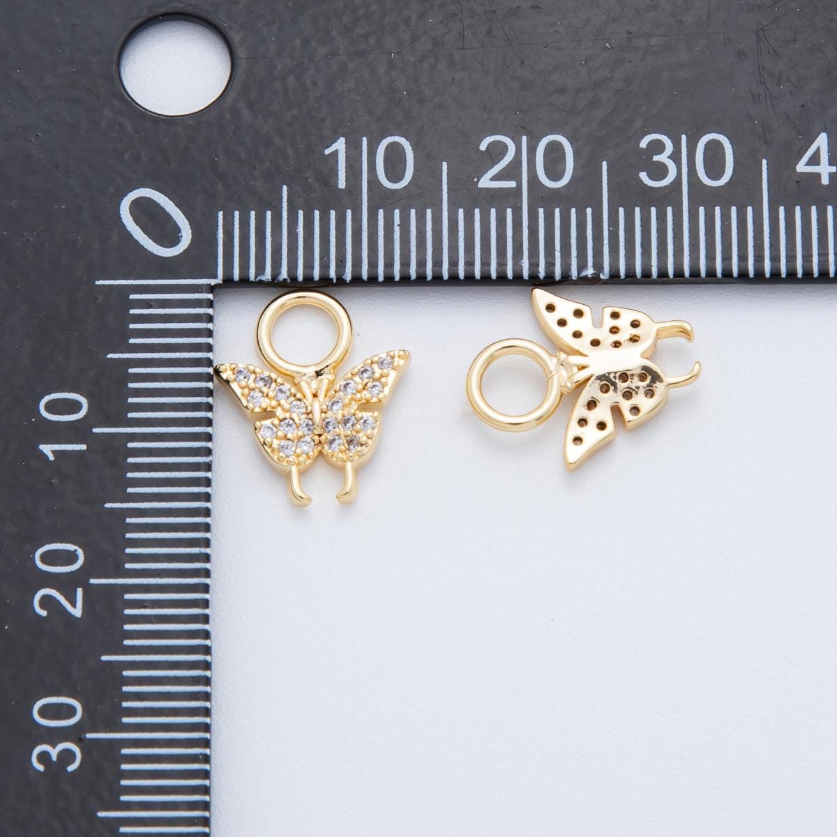 18K Gold Filled Gold Butterfly Charm Pendant Animal Jewelry Tiny CZ Mariposa Charm for Earring Charm AH-913