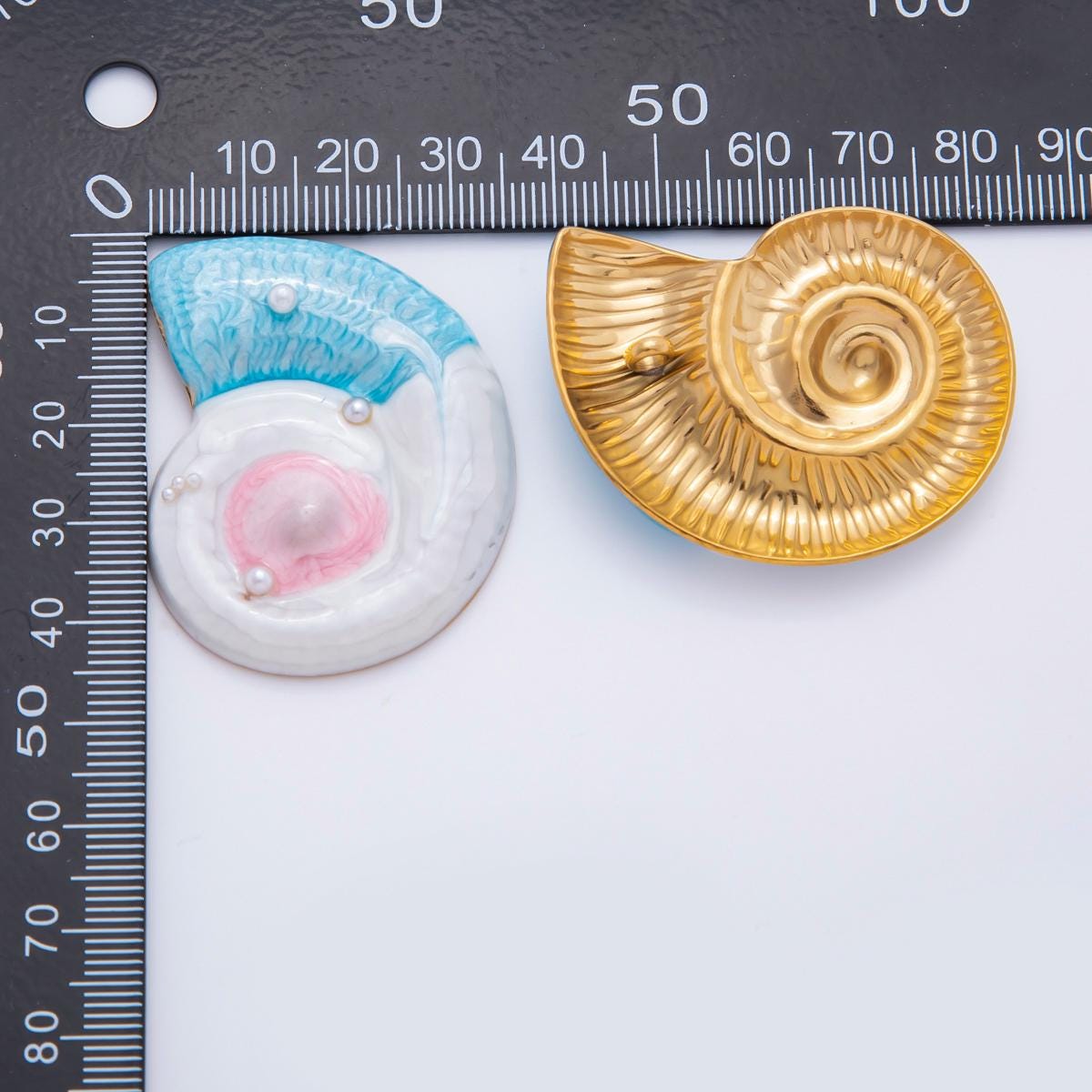Colorful Nautilus Shell Pendant with Pearls PVD Gold Stainless Steel Ocean-Inspired Statement Jewelry, Enamel Seashell Necklace Charm AH-926
