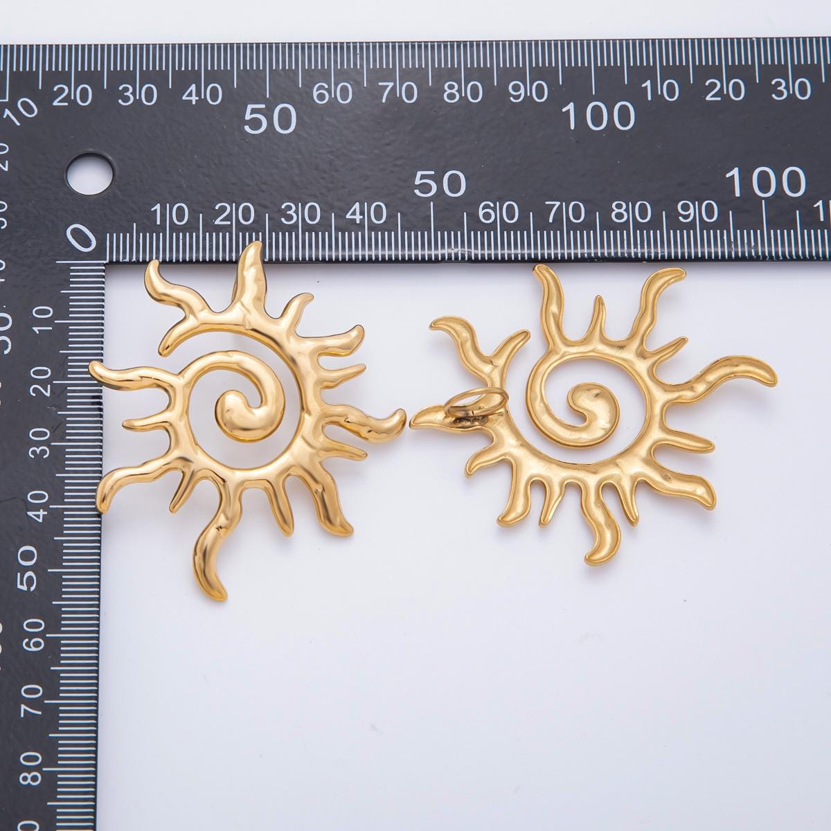 Big PVD Gold Plated Boho Gold Sun Charm Pendant Celestial Charms, Tribal Sun Charm Yoga Bohemian Jewelry Inspired Supply AH-929