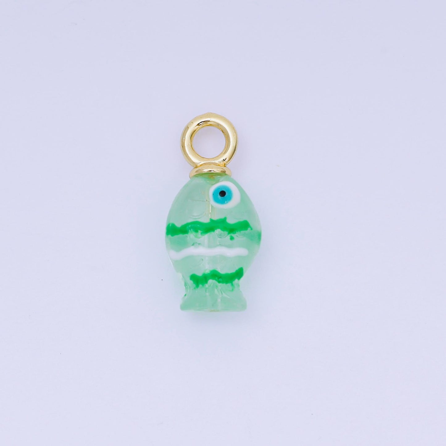 18K Gold Filled Hand painted Baby Fish Charm Animal Resin Pendant for Bracelet Necklace Earring Jewelry Making Supply AH-613