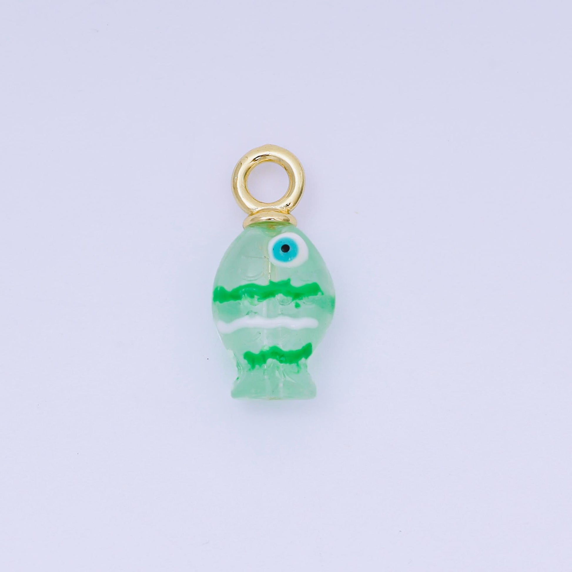 18K Gold Filled Hand painted Baby Fish Charm Animal Resin Pendant for Bracelet Necklace Earring Jewelry Making Supply AH-613