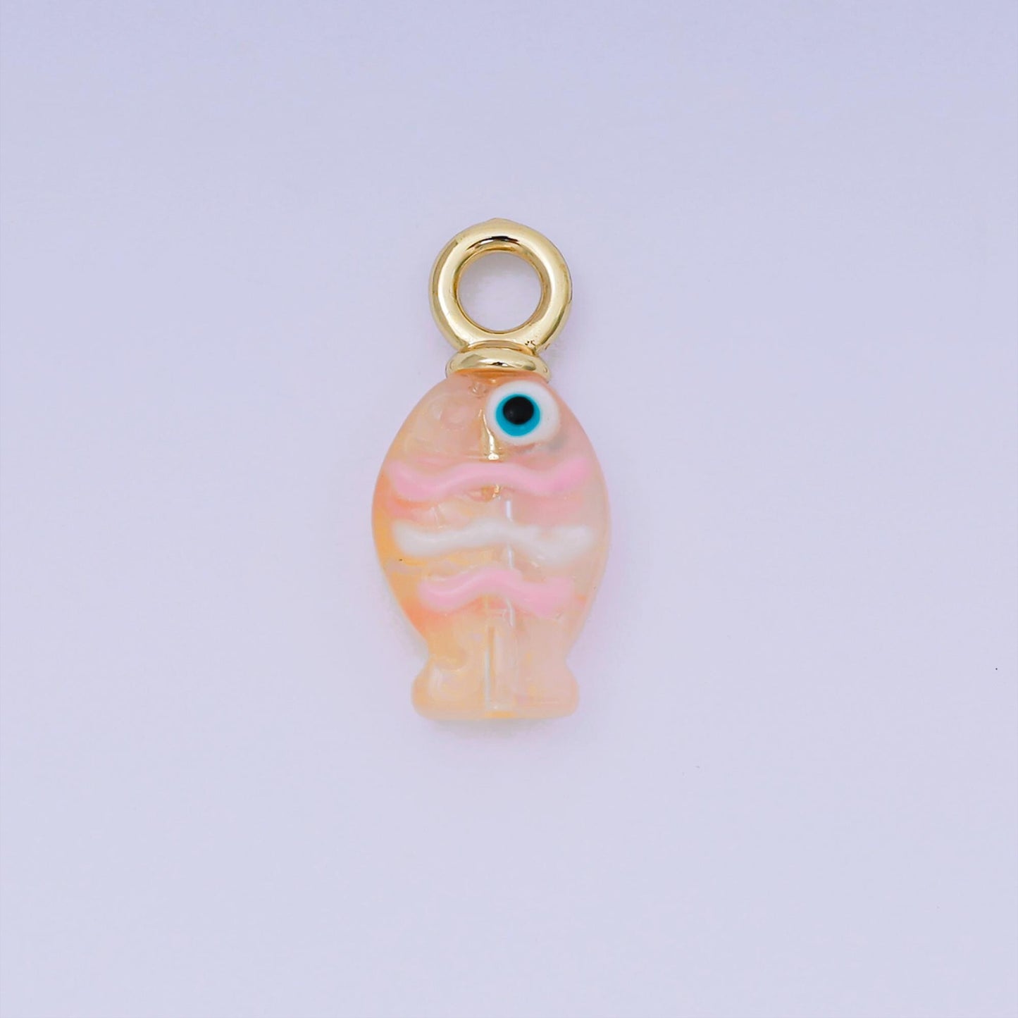 18K Gold Filled Hand painted Baby Fish Charm Animal Resin Pendant for Bracelet Necklace Earring Jewelry Making Supply AH-613