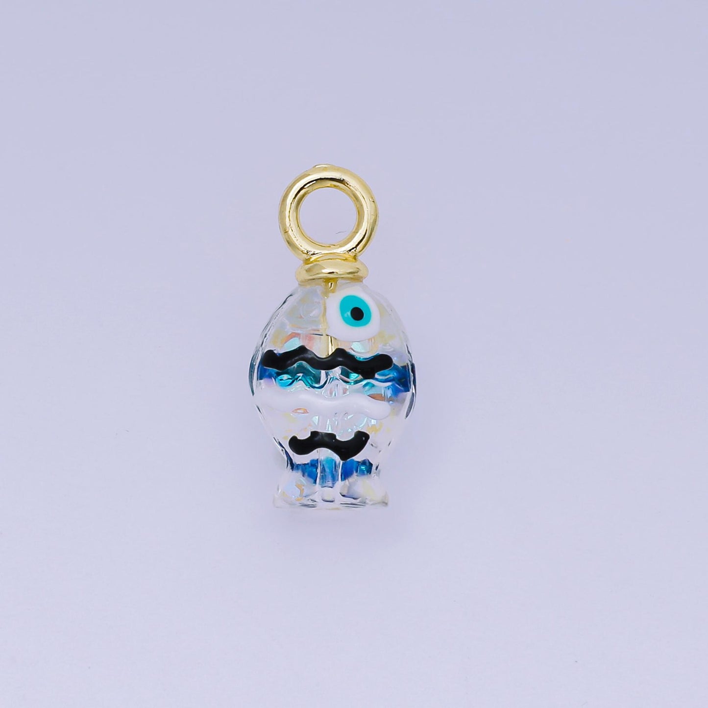 18K Gold Filled Hand painted Baby Fish Charm Animal Resin Pendant for Bracelet Necklace Earring Jewelry Making Supply AH-613