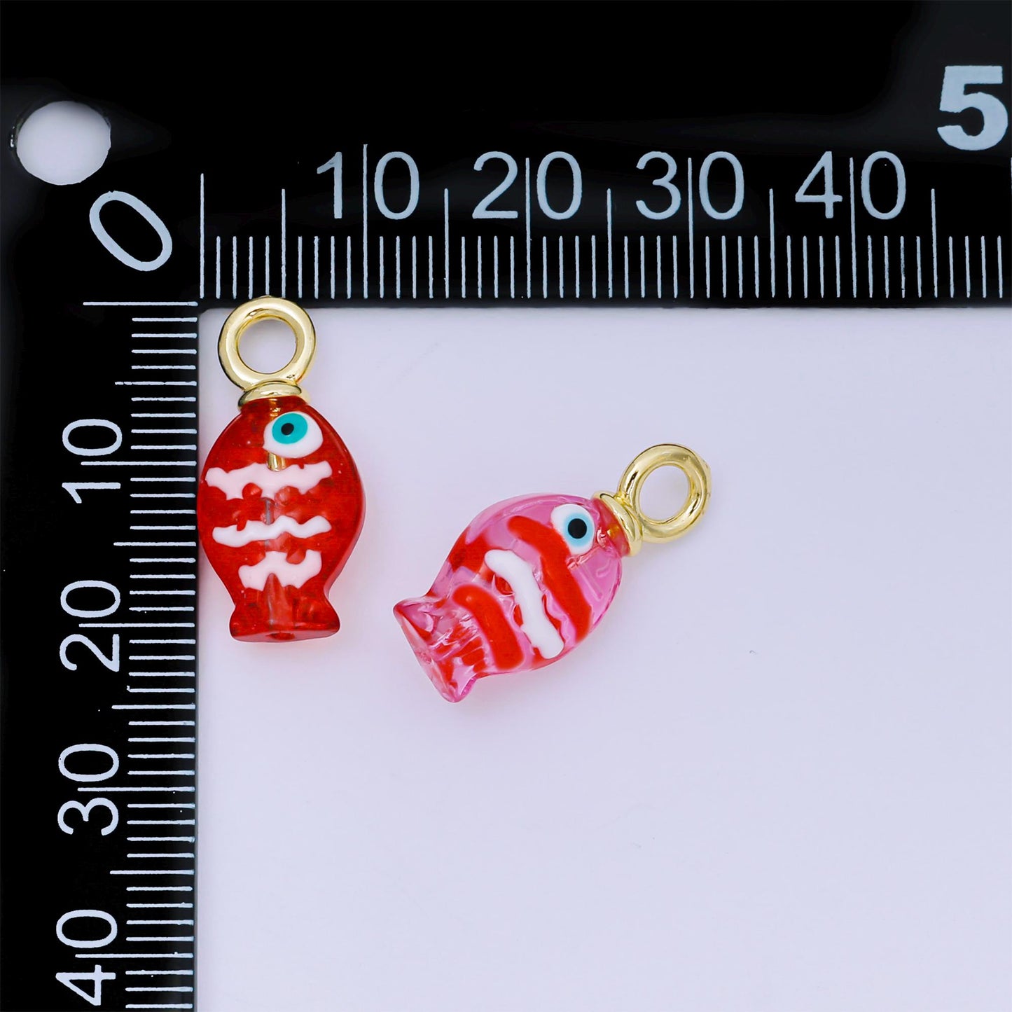 18K Gold Filled Hand painted Baby Fish Charm Animal Resin Pendant for Bracelet Necklace Earring Jewelry Making Supply AH-613