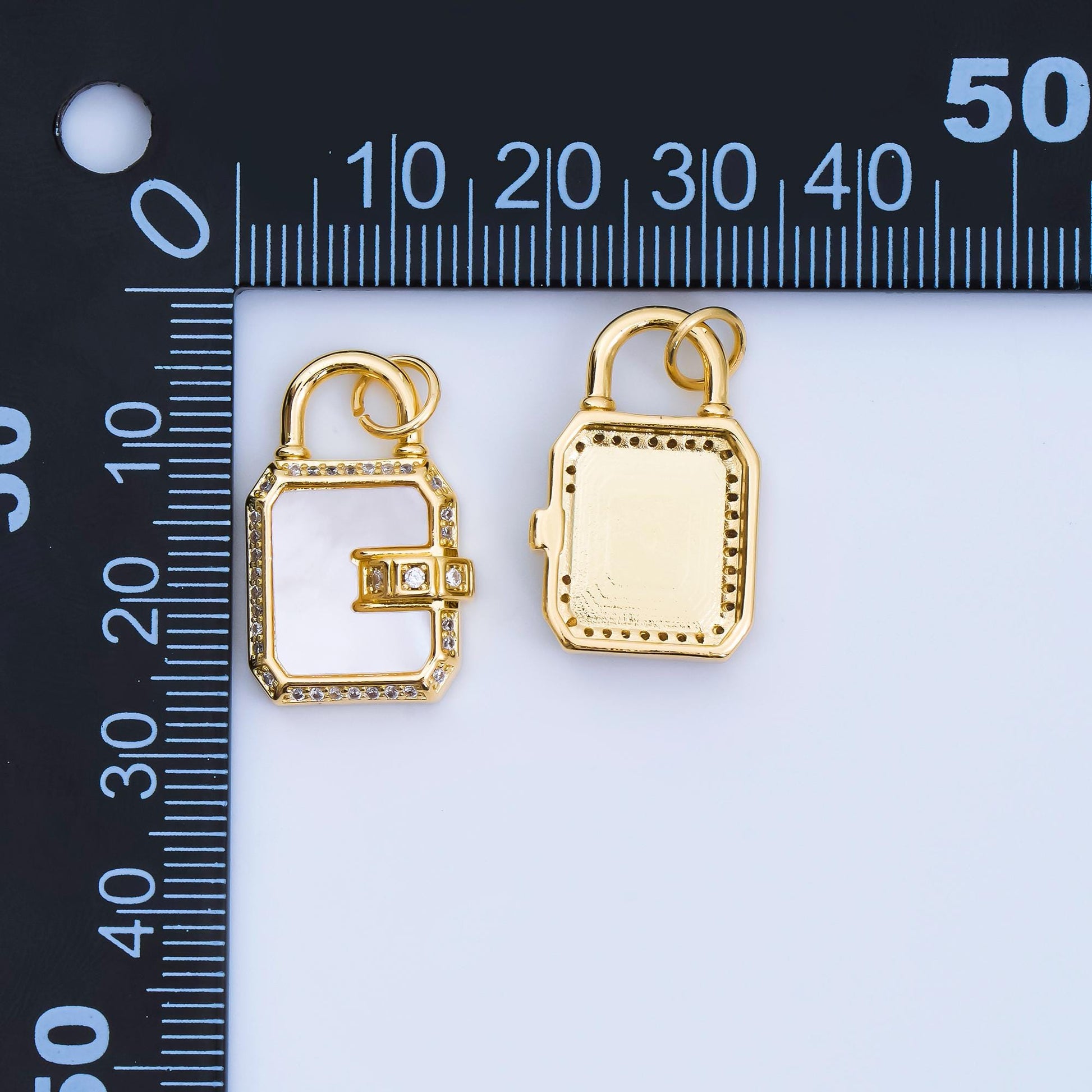Mini combination padlock charm for back school gym locker gold fill over brass clear cz lock pendant jewelry Malachite Pearl Lock AJ-414