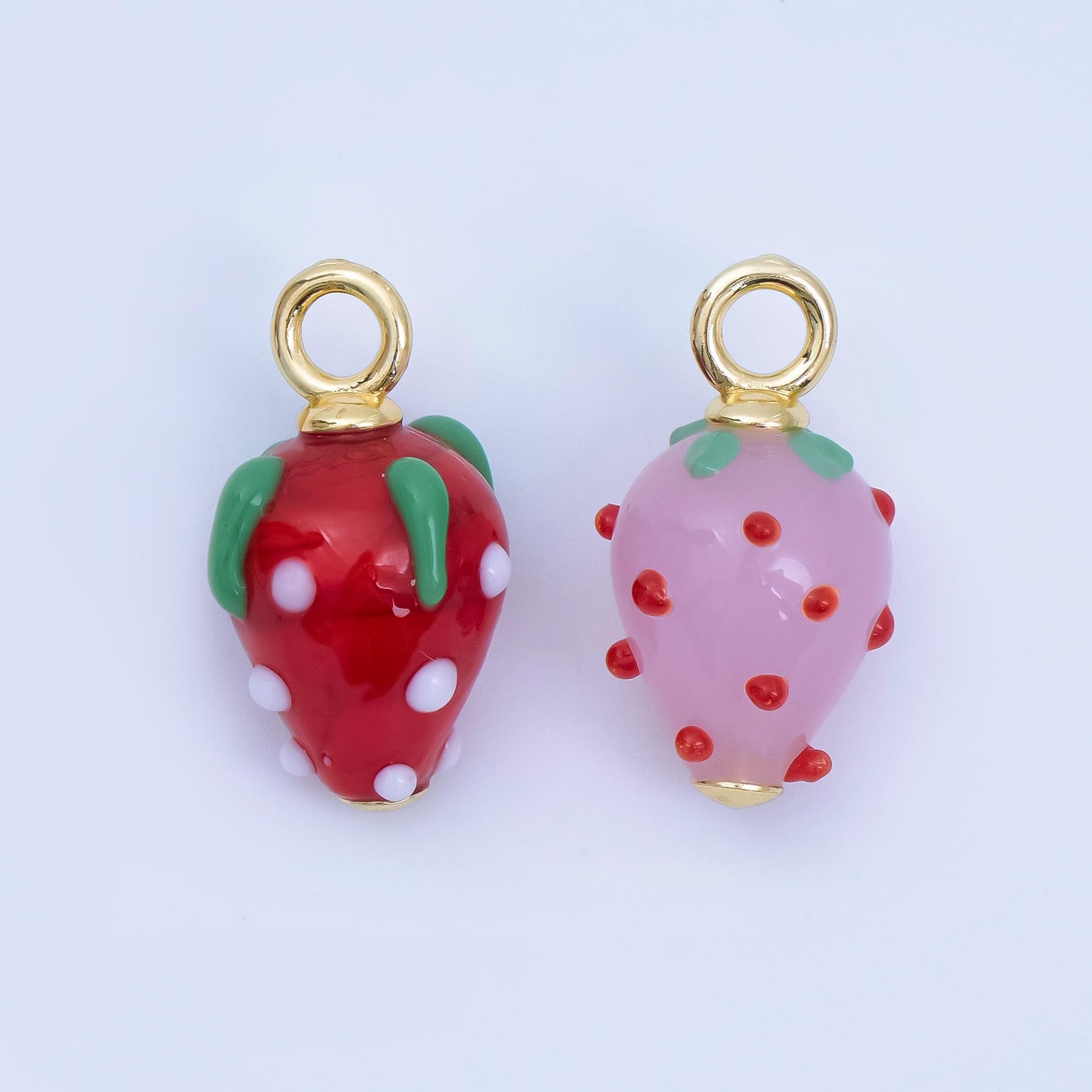 Colorful Red Resin fruit pendants dainty gold strawberry charms for earring necklace bracelet component| AJ-368